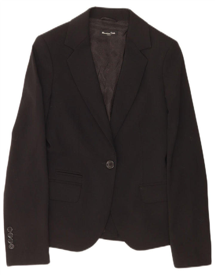 Massimo Dutti Veste Blazer 1 Bouton Femme EU 38 Petite Laine Noire