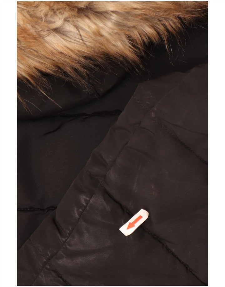 Topshop Veste matelassée à capuche pour femme UK 12 Medium Noir Polyester