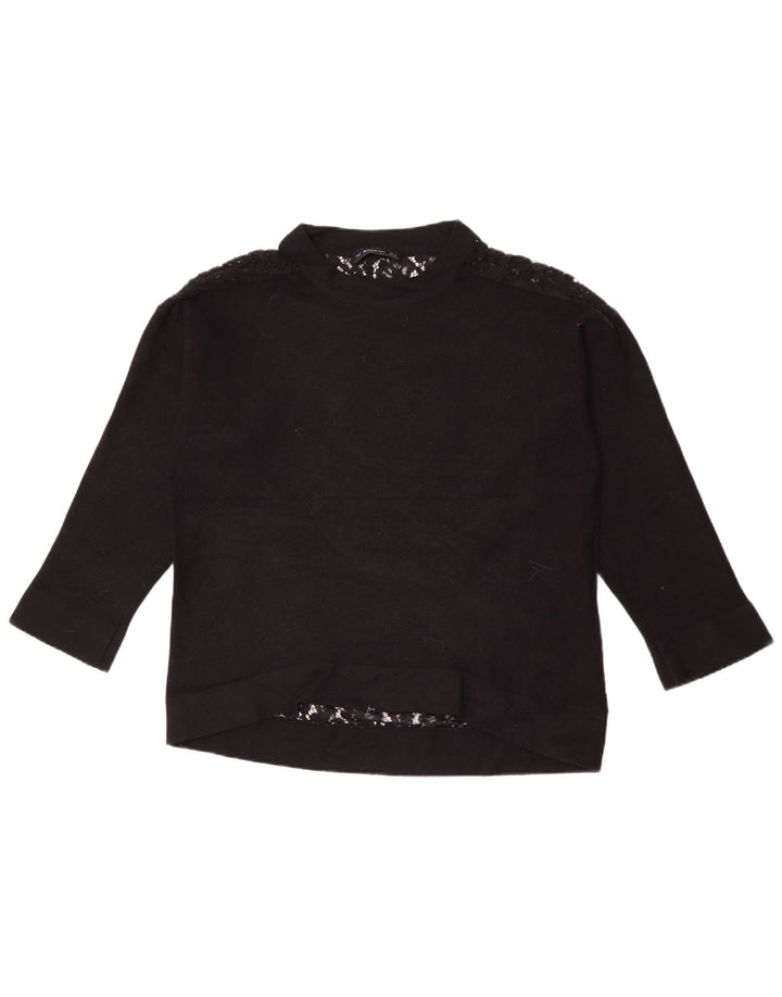 Zara Femme Top Manches Longues UK 14 Moyen Noir Floral