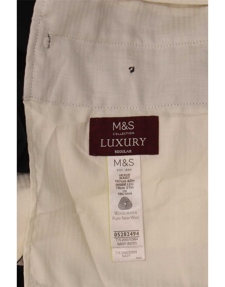 Marks & Spencer Pantalon de costume coupe classique pour homme W42 L31 en laine bleu marine