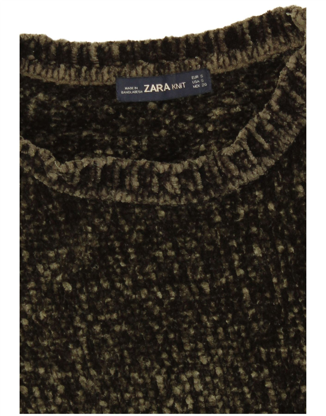 Zara Pull surdimensionné à col bateau pour femme UK 10 Petit Kaki Polyester