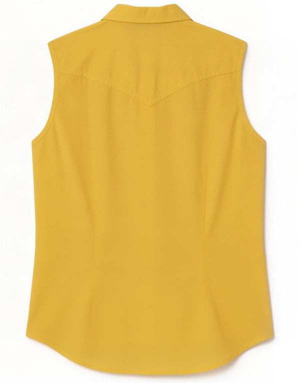 Wit Boy Womens Sleeveless Shirt Blouse UK 10 Small Yellow Cotton