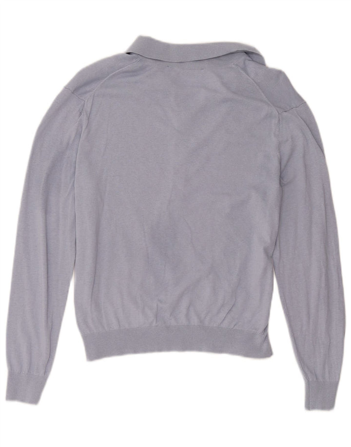 Zara Pull à col polo pour femme UK 12 Bleu moyen