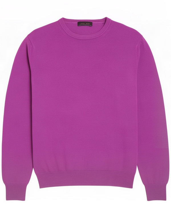 Zara Pull col rond pour homme Grand coton violet