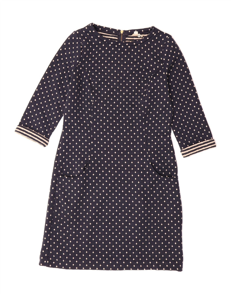 BODEN Womens 3/4 Sleeve A-Line Dress UK 12 Medium Navy Blue Polka Dot Vintage Boden and Second-Hand Boden from Messina Hembry 