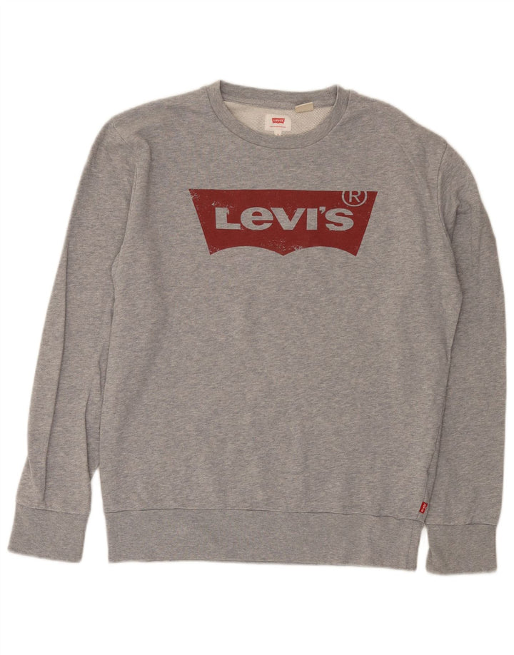 Levi's Graphic Sweatshirt Jumper Small Homme Gris Coton