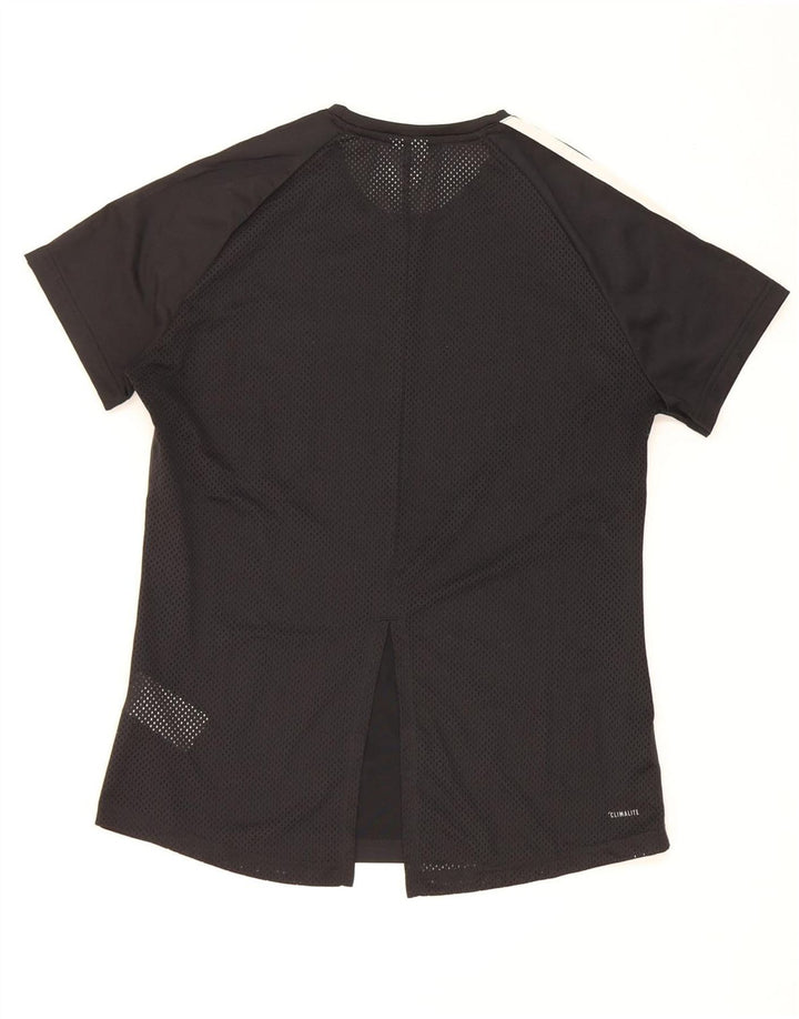Adidas Climalite T-Shirt Top UK 12/14 Moyen Noir Polyester