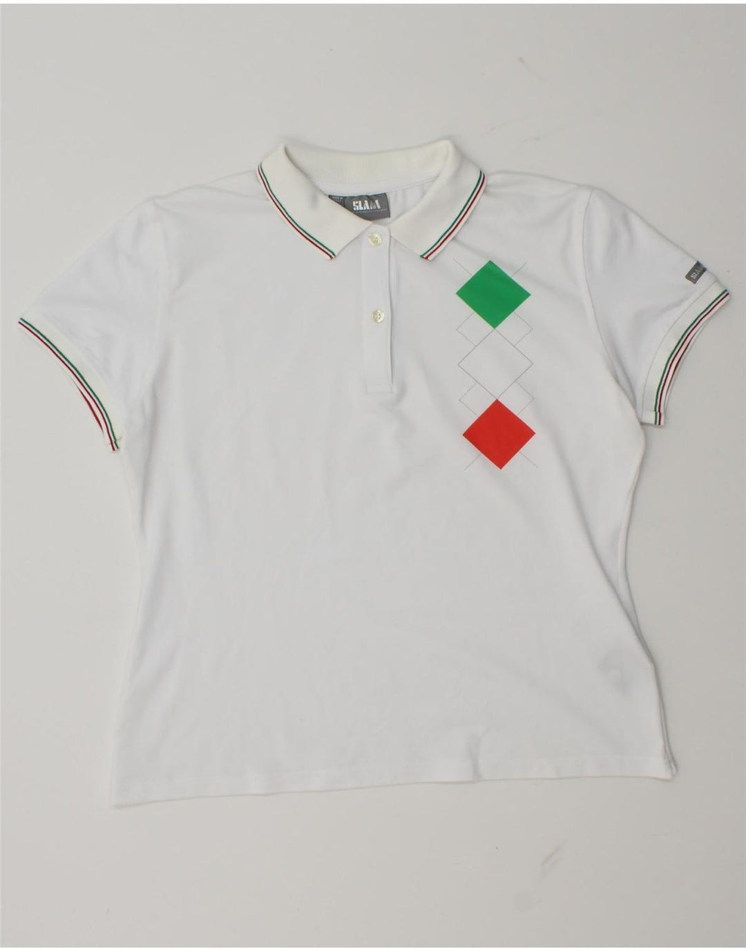 Slam Polo Femme UK 14 Grand Blanc Argyle/Diamant Polyamide