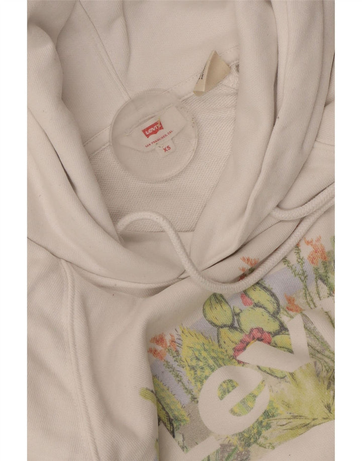 Levi's Pull à Capuche Graphique Oversize Femme UK 6 XS Blanc
