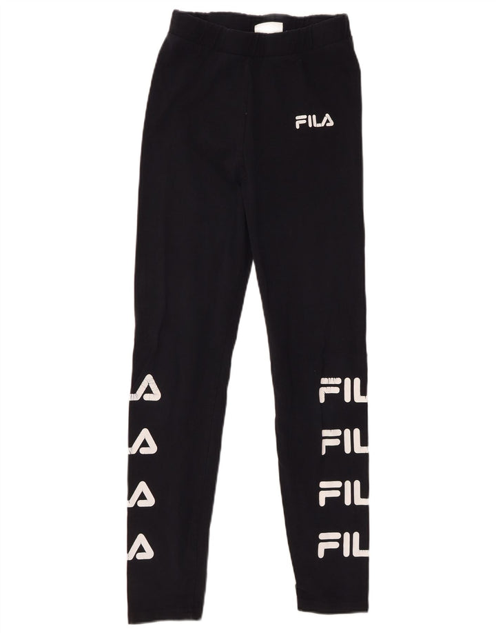 FILA Leggings graphiques pour femmes UK 10 petit coton noir