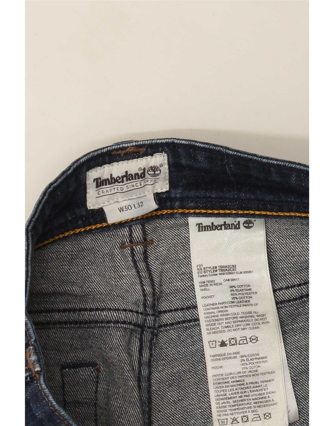 Timberland Jean Slim Femme W30 L32 Bleu Marine Coton