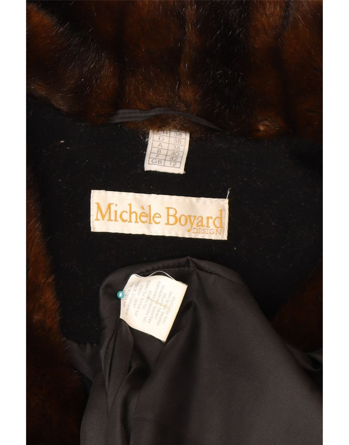 Michele Boyard Manteau surdimensionné à capuche pour femme UK 12 Laine noire moyenne