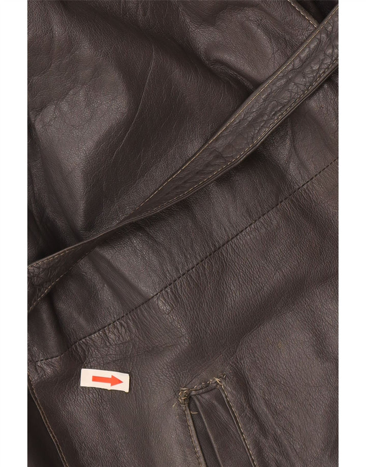 veste en cuir femme vintage UK 16 Grand Gris