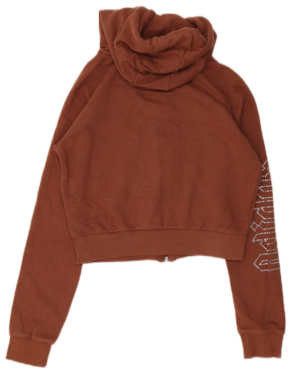 Adidas Pull à capuche zippé graphique pour femme UK 12 Coton marron moyen
