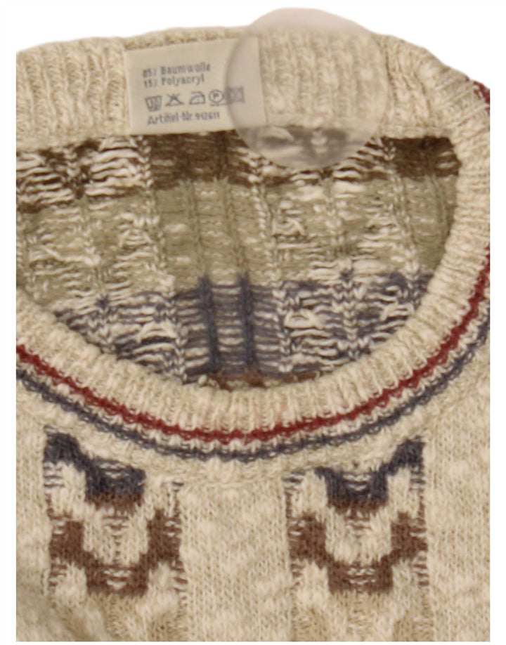 Paco Calvari Pull ras du cou pour homme IT 50/52 Beige moyen géométrique