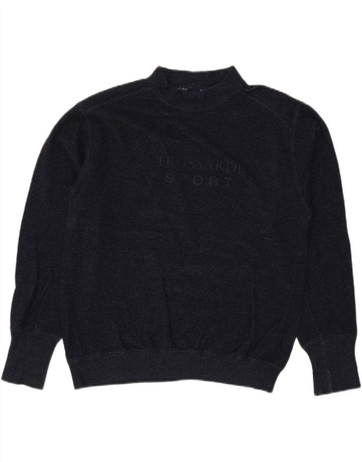 TRUSSARDI Pull Graphique Col Roulé Homme Large Bleu Marine Laine