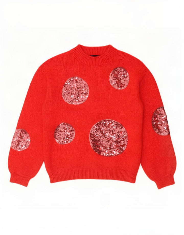 Marks & Spencer Pull col roulé pour femme UK 10 Petit Rouge Géométrique
