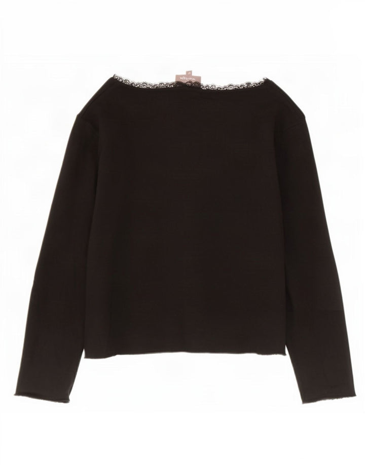 Phase Eight Haut court à manches 3/4 pour femme UK 12 Viscose noir moyen