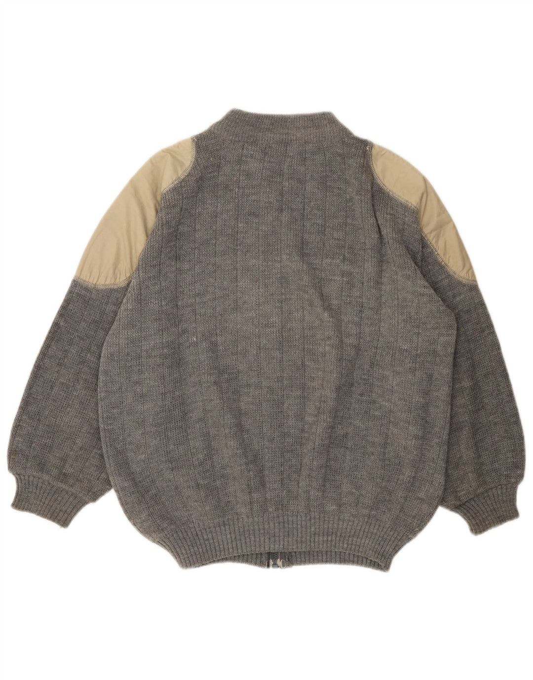 VINTAGE Pull Cardigan Femme UK 18 XL Gris Colorblock