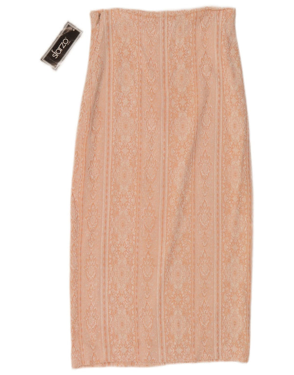 vintage Femme Taille Haute Jupe Droite IT 44 Moyen W28 Rose Paisley