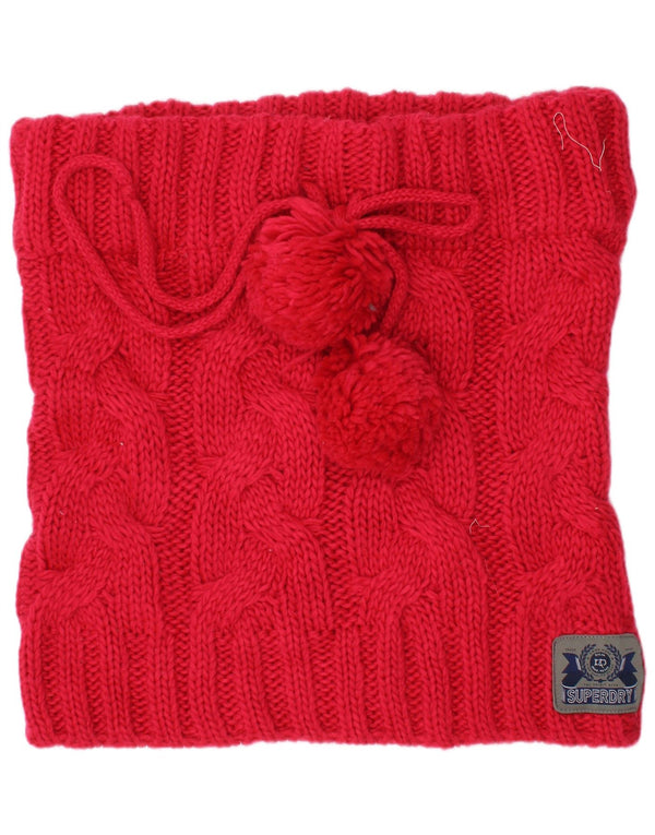 Superdry Femme Knit Snood Écharpe Taille Unique Rose Acrylique Hiver