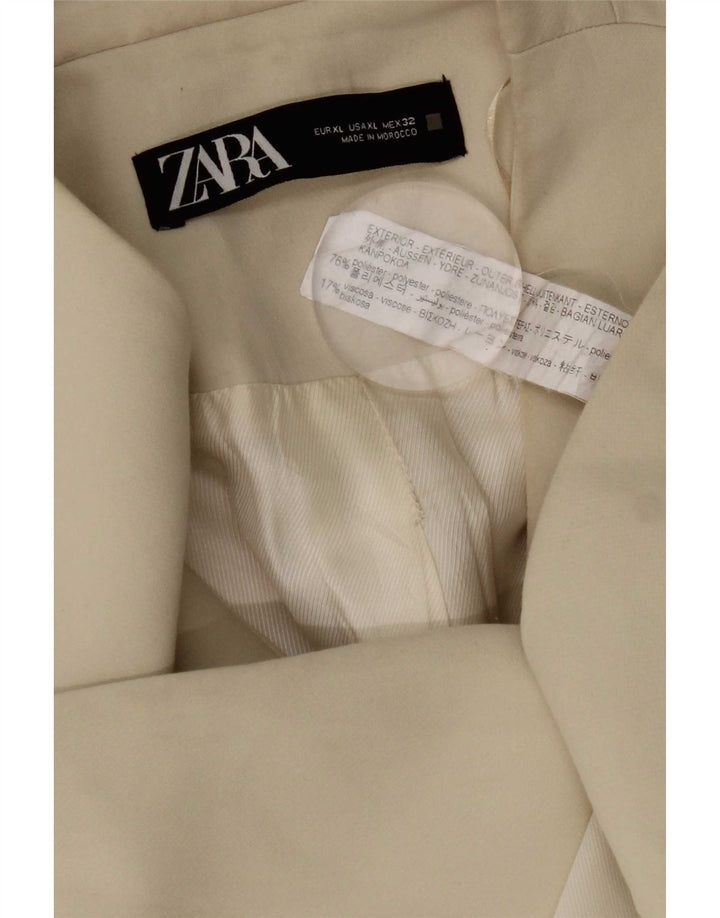 Zara Femme Veste Blazer UK 18 XL Beige Polyester