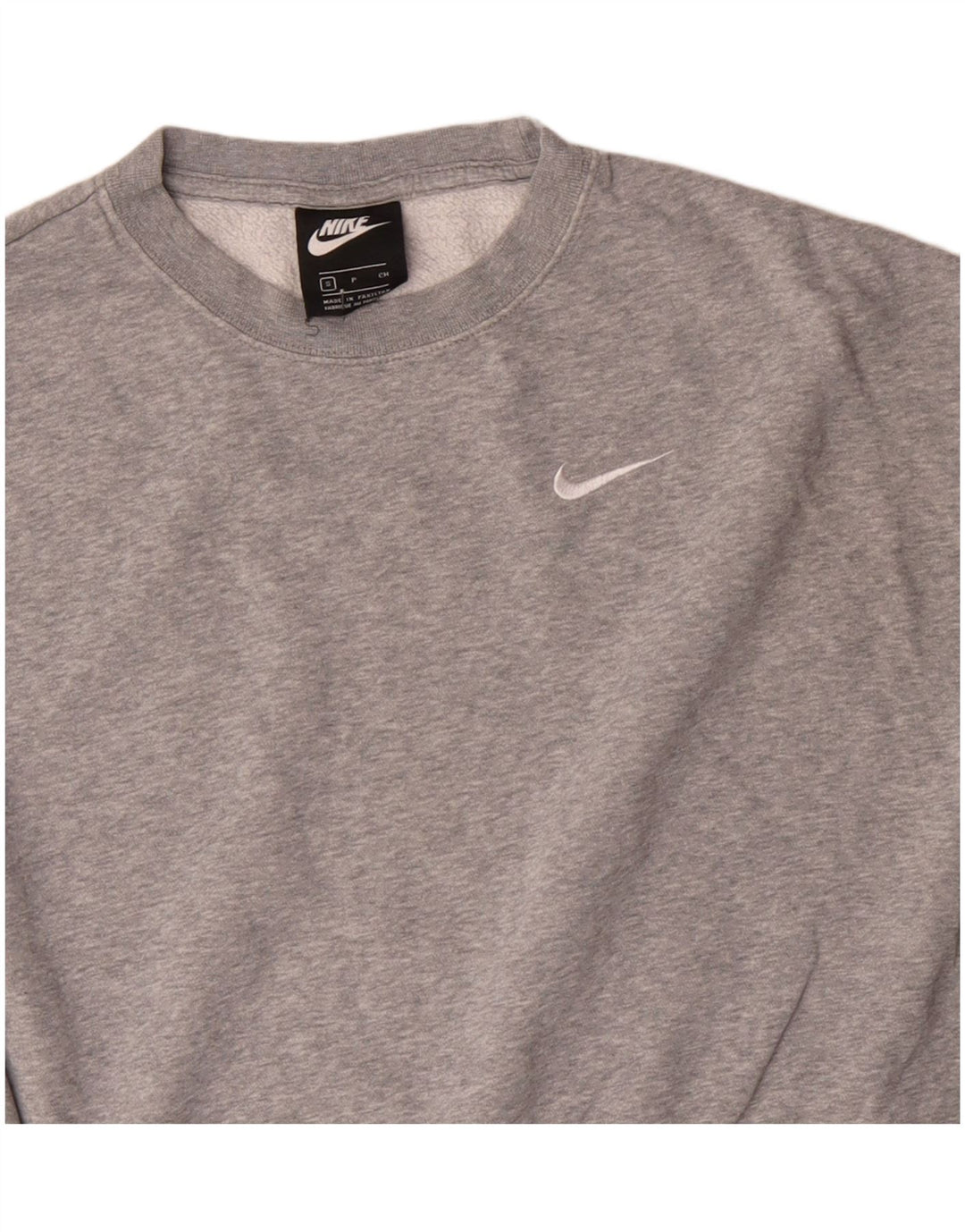 NIKE Femmes Surdimensionné Crop Sweatshirt Jumper UK 10 Petit Gris Coton
