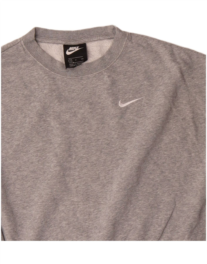 NIKE Femmes Surdimensionné Crop Sweatshirt Jumper UK 10 Petit Gris Coton