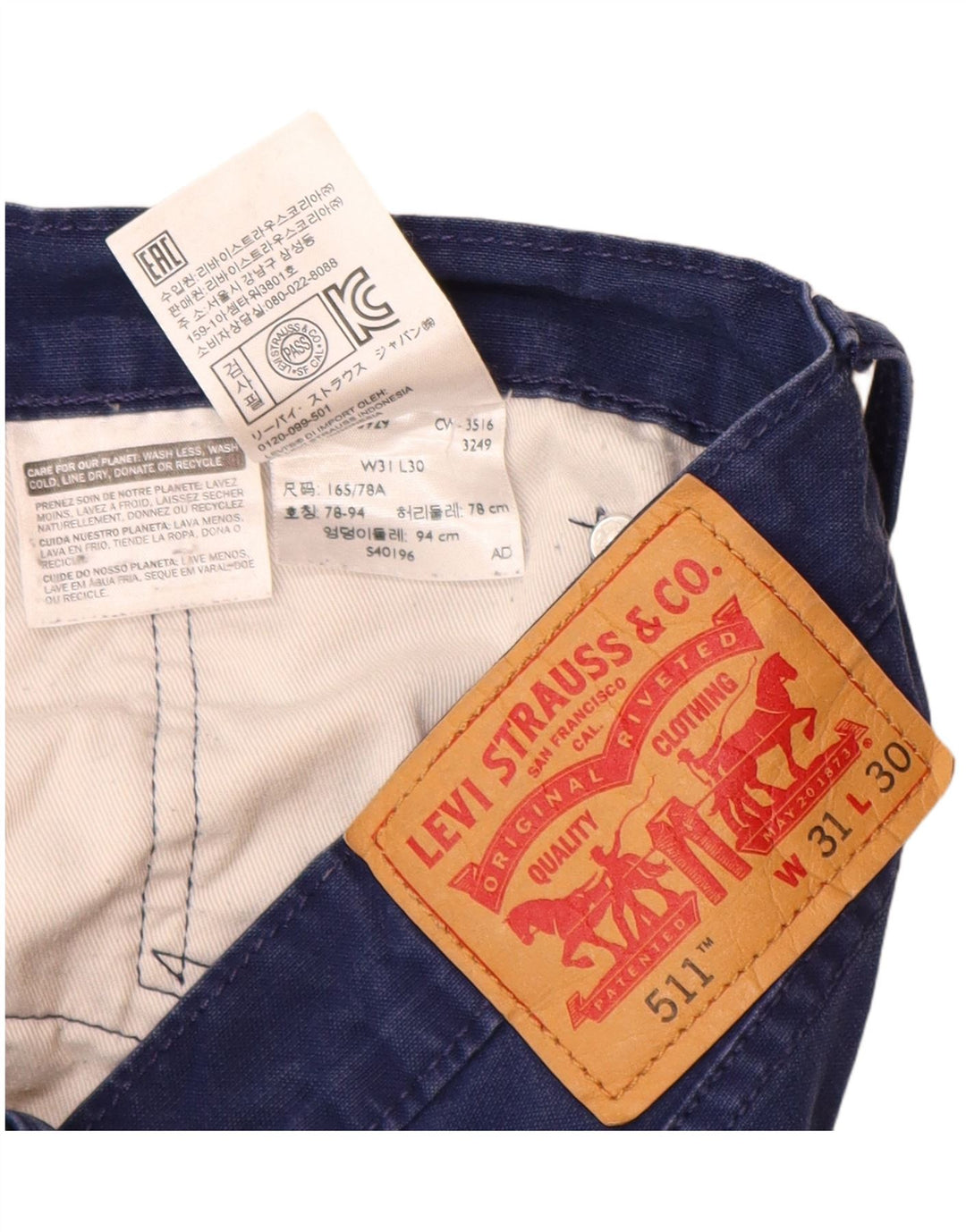 LEVI'S Pantalon Casual Slim 511 Homme W31 L30 Bleu Marine Coton