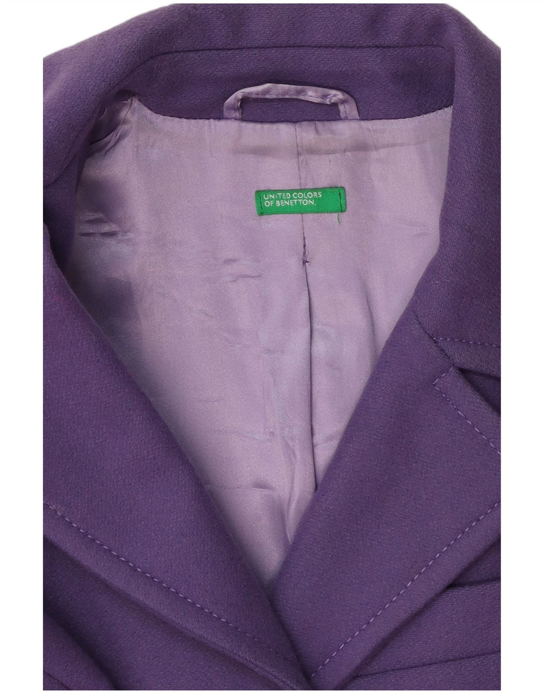 Benetton Veste blazer longue à 3 boutons pour femme UK 12 Violet moyen