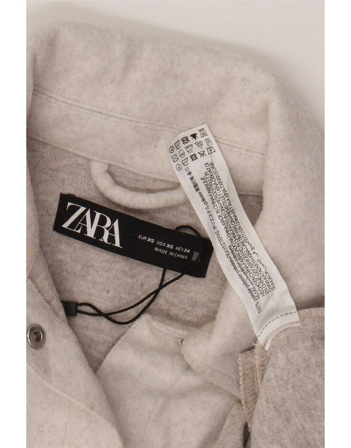 Zara Veste Shacket Femme UK 6 XS Beige Polyester
