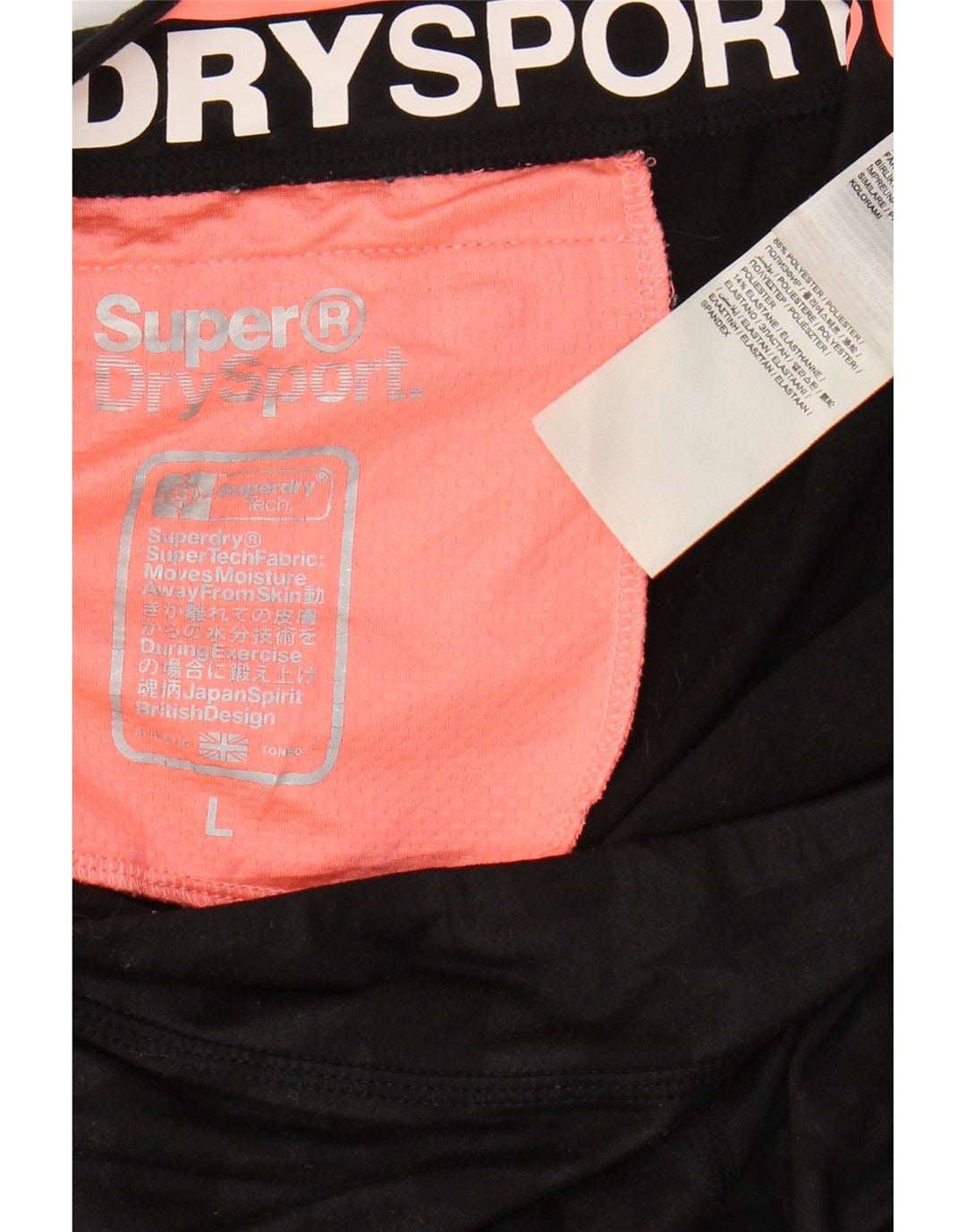 SUPERDRY Short de sport graphique pour femme UK 14 Large Noir Polyester