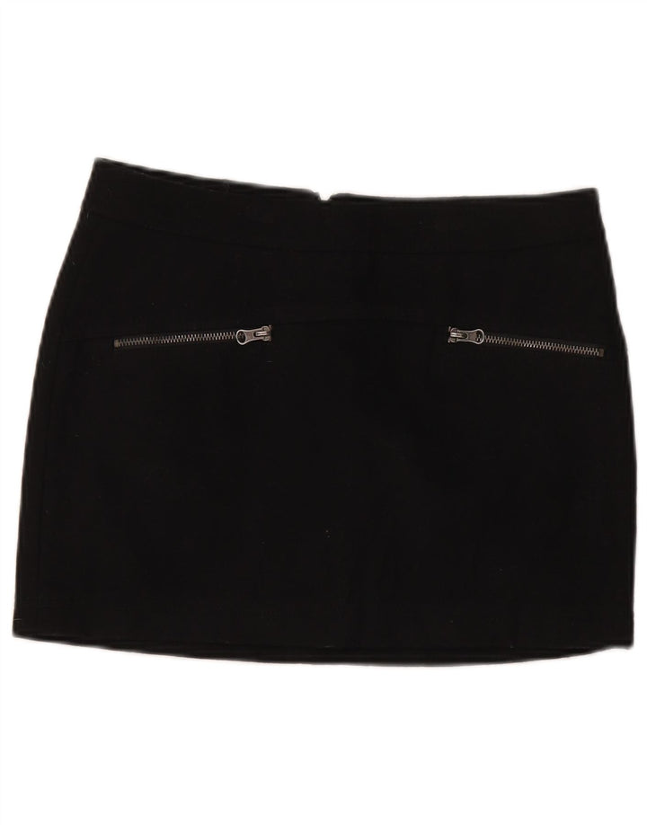 Benetton Mini Jupe Femme IT 42 Medium W30 Laine Noir