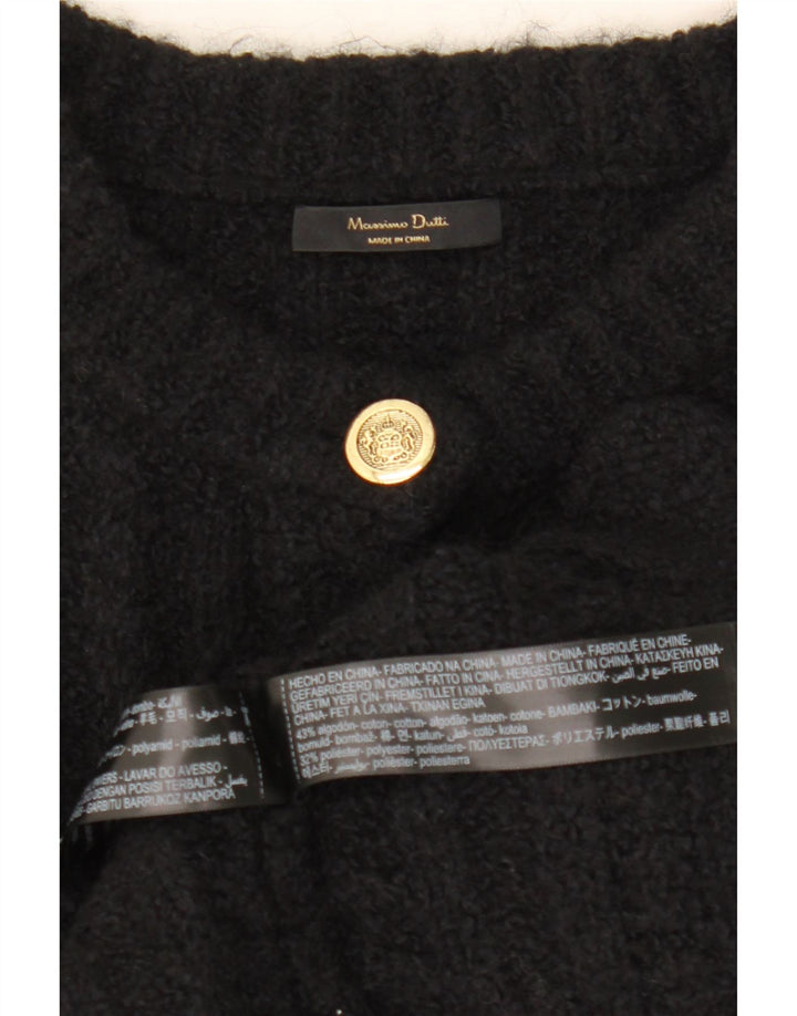 Massimo Dutti Cardigan court surdimensionné pour femme UK 10 Petit Noir