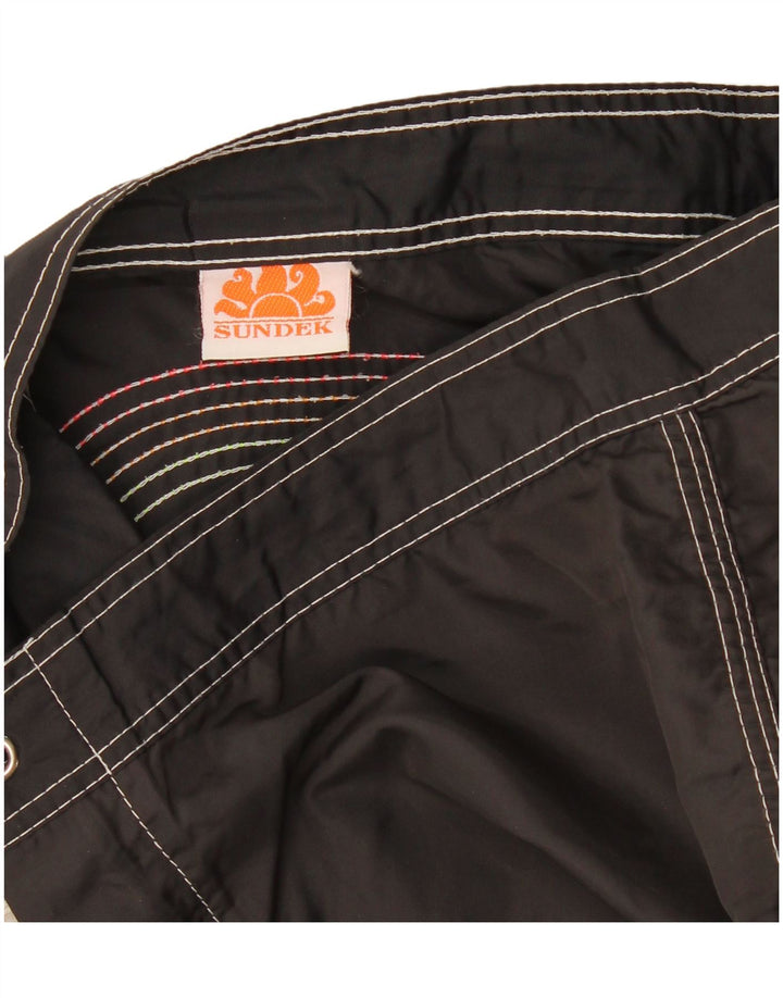 Sundek Short de bain homme en nylon rayé noir moyen