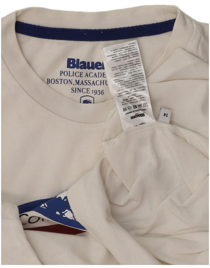 BLAUER T-Shirt Graphique Garçon 13-14 Ans Blanc Coton