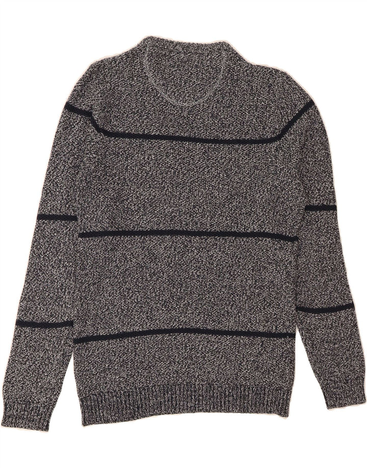 JACK & JONES Mens Core Crew Neck Jumper Sweater Medium Grey Striped Vintage Jack & Jones and Second-Hand Jack & Jones from Messina Hembry 