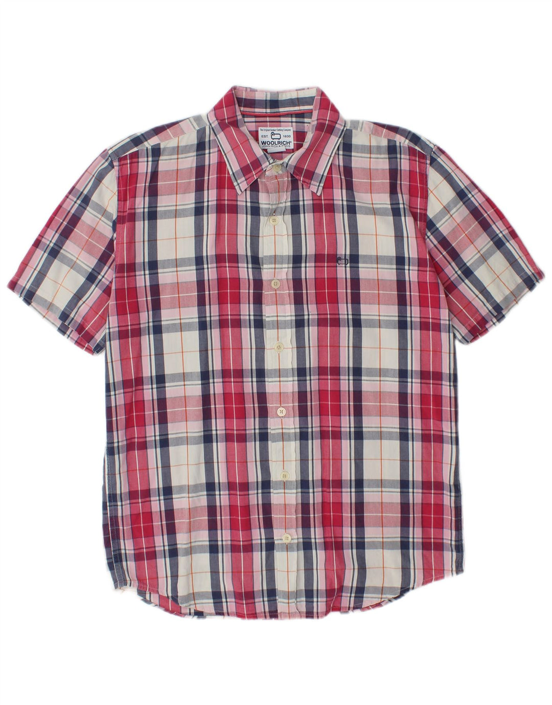 WOOLRICH Chemise à manches courtes pour homme en coton à carreaux rouge moyen