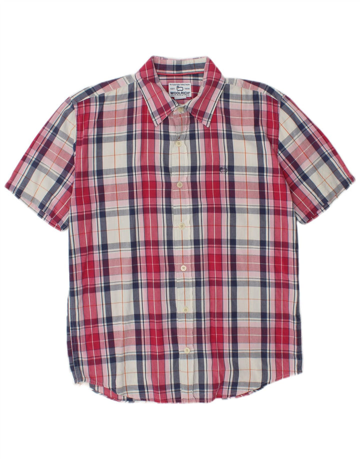 WOOLRICH Chemise à manches courtes pour homme en coton à carreaux rouge moyen