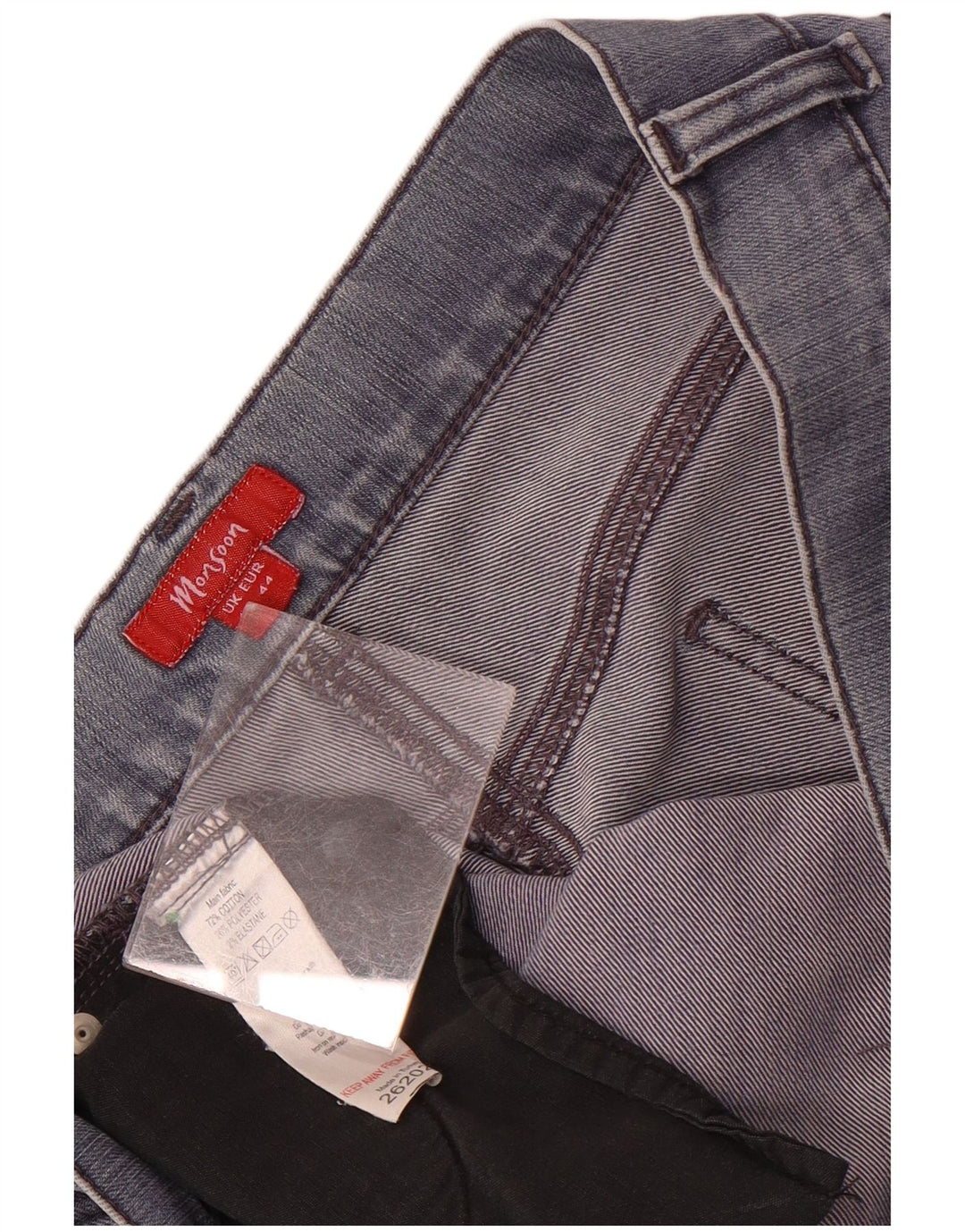 Monsoon Jean droit pour femme UK 16 Large W38 L31 Bleu Coton