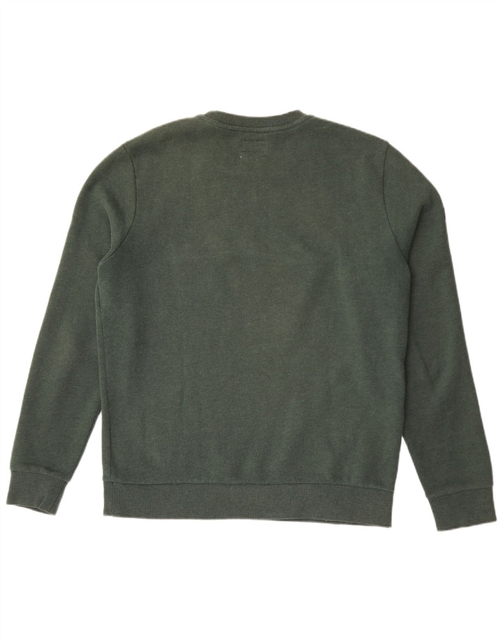 Superdry Homme Graphic Sweatshirt Jumper Large Vert Coton