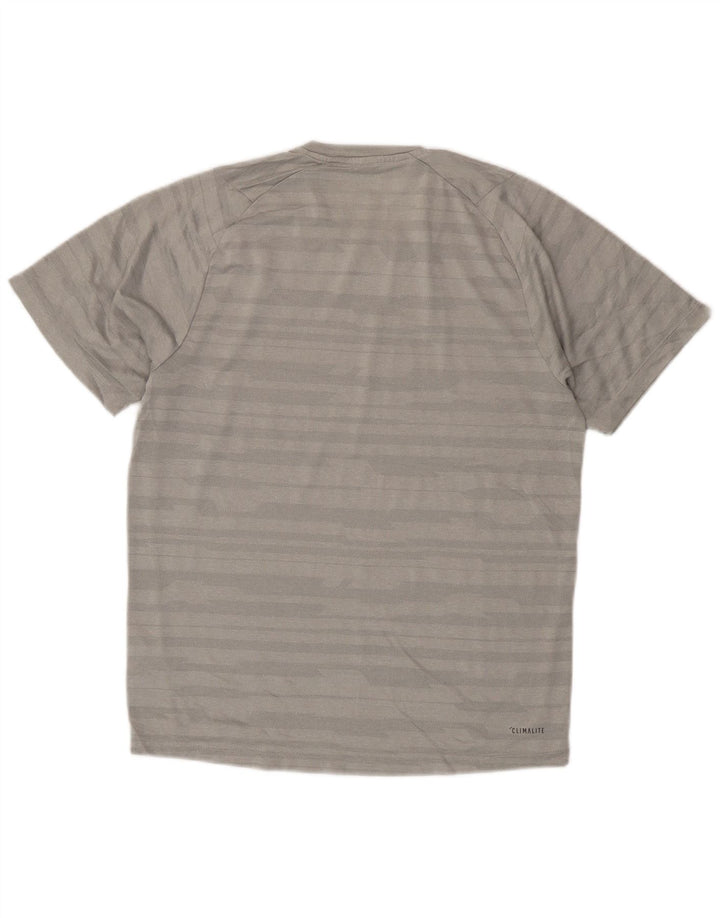 Adidas Hommes Climalite T-Shirt Haut Petit Gris Rayé Polyester