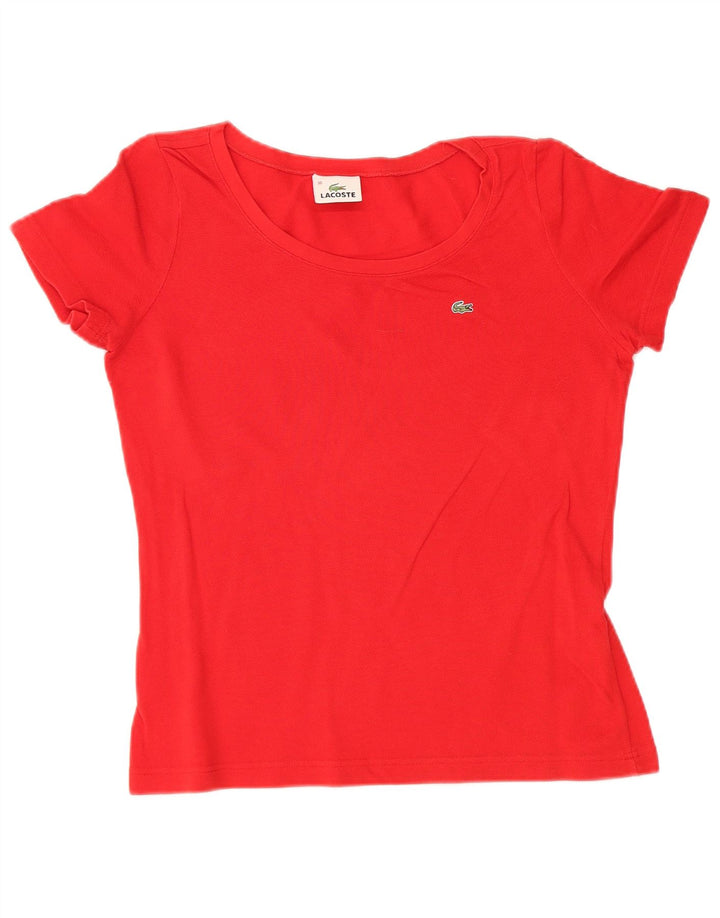 LACOSTE T-Shirt Femme Top Taille 36 Petit Rouge Coton