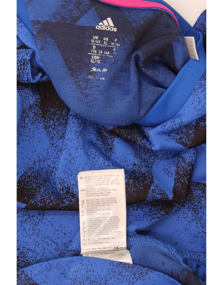 Adidas Garçon Climalite T-Shirt Top 15-16 ans Bleu Géométrique Polyester
