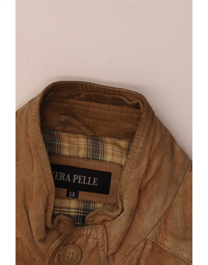 Vintage Veste en daim pour homme IT 54 2XL Cuir beige