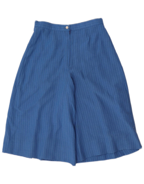 vintage Femme Cullotes Bermuda IT 40 Petit W24 Bleu Pinstripe