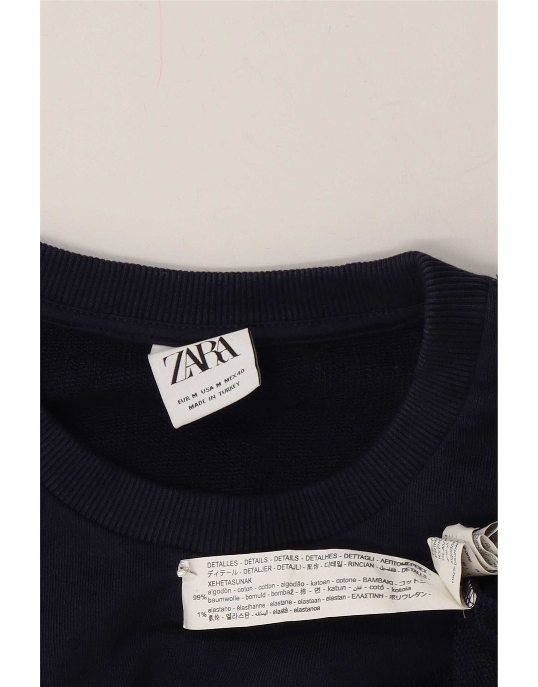 Zara Homme Graphic Sweatshirt Jumper Bleu Marine Moyen Colorblock Coton