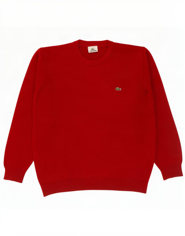 Lacoste Mens Crew Neck Jumper Pull Taille 5 Grande Laine Rouge