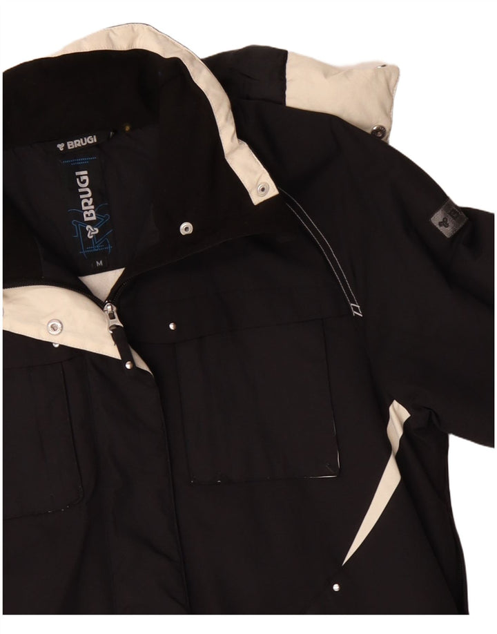 Brugi Veste coupe-vent à capuche pour femme UK 14 Medium Black Colourblock