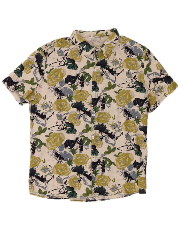 Shein Chemise à manches courtes pour homme 2XL en coton floral vert